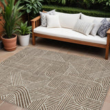8' X 10' Brown And Beige Abstract Washable Indoor Outdoor Area Rug
