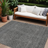 8' X 10' Charcoal And Gray Abstract Washable Indoor Outdoor Area Rug