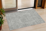 3' X 5' Gray And Ivory Abstract Washable Indoor Outdoor Area Rug