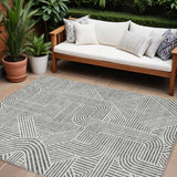 8' X 10' Gray And Ivory Abstract Washable Indoor Outdoor Area Rug