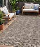 5' X 8' Brown And Beige Geometric Washable Indoor Outdoor Area Rug