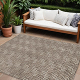 8' X 10' Brown And Beige Geometric Washable Indoor Outdoor Area Rug