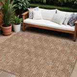 8' X 10' Copper And Beige Geometric Washable Indoor Outdoor Area Rug