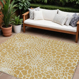 8' X 10' Gold And Ivory Geometric Washable Indoor Outdoor Area Rug
