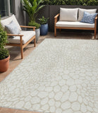 5' X 8' Ivory And Beige Geometric Washable Indoor Outdoor Area Rug