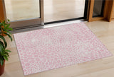 3' X 5' Pink And Ivory Geometric Washable Indoor Outdoor Area Rug