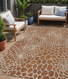 5' X 8' Brown And Beige Geometric Washable Indoor Outdoor Area Rug