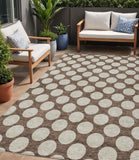 5' X 8' Brown And Beige Polka Dot Washable Indoor Outdoor Area Rug