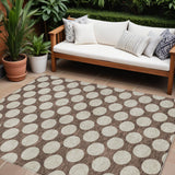 8' X 10' Brown And Beige Polka Dot Washable Indoor Outdoor Area Rug