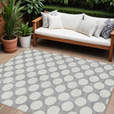 8' X 10' Gray And Silver Polka Dot Washable Indoor Outdoor Area Rug