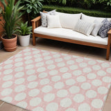 8' X 10' Pink And Gray Polka Dot Washable Indoor Outdoor Area Rug