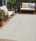 5' X 8' Beige And Ivory Geometric Washable Indoor Outdoor Area Rug