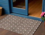 3' X 5' Chocolate And Beige Geometric Washable Indoor Outdoor Area Rug