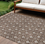 8' X 10' Chocolate And Beige Geometric Washable Indoor Outdoor Area Rug