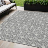 5' X 8' Gray And Light Gray Geometric Washable Indoor Outdoor Area Rug