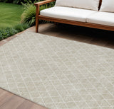 8' X 10' Beige And Ivory Geometric Washable Indoor Outdoor Area Rug