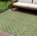 8' X 10' Green And Ivory Geometric Washable Indoor Outdoor Area Rug