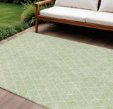 8' X 10' Mint Green And Ivory Geometric Washable Indoor Outdoor Area Rug