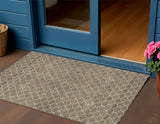 3' X 5' Brown And Beige Geometric Washable Indoor Outdoor Area Rug