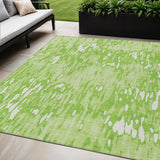 5' X 8' Lime Green And Ivory Striped Washable Indoor Outdoor Area Rug