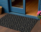 3' X 5' Black And Ivory Geometric Washable Indoor Outdoor Area Rug