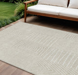 8' X 10' Beige And Ivory Geometric Washable Indoor Outdoor Area Rug