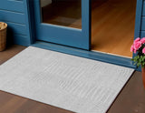 3' X 5' Silver And Ivory Geometric Washable Indoor Outdoor Area Rug