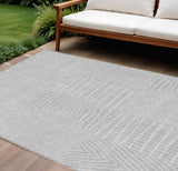 5' X 8' Silver And Ivory Geometric Washable Indoor Outdoor Area Rug