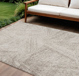 8' X 10' Beige And Brown Abstract Washable Indoor Outdoor Area Rug