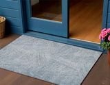 3' X 5' Denim Blue And Ivory Abstract Washable Indoor Outdoor Area Rug