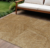 5' X 8' Gold Brown And Ivory Abstract Washable Indoor Outdoor Area Rug