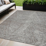 5' X 8' Gray Brown And Ivory Abstract Washable Indoor Outdoor Area Rug