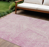 8' X 10' Pink And Ivory Abstract Washable Indoor Outdoor Area Rug