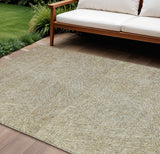 8' X 10' Ivory And Brown Abstract Washable Indoor Outdoor Area Rug