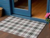 3' X 5' Black Ivory And Red Plaid Washable Indoor Outdoor Area Rug