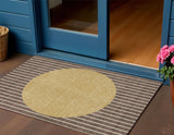 3' X 5' Brown And Beige Striped Washable Indoor Outdoor Area Rug