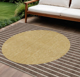 8' X 10' Brown And Beige Striped Washable Indoor Outdoor Area Rug
