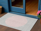 3' X 5' Silver And Pink Striped Washable Indoor Outdoor Area Rug