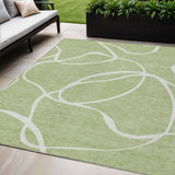 5' X 8' Artichoke Green And Ivory Abstract Washable Indoor Outdoor Area Rug