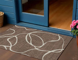 3' X 5' Brown And Beige Abstract Washable Indoor Outdoor Area Rug