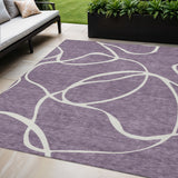 5' X 8' Purple And Ivory Abstract Washable Indoor Outdoor Area Rug
