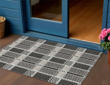 3' X 5' Black Gray And Brown Plaid Washable Indoor Outdoor Area Rug