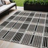 5' X 8' Black Gray And Brown Plaid Washable Indoor Outdoor Area Rug