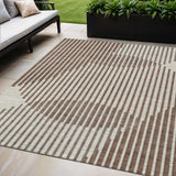 5' X 8' Brown And Beige Geometric Washable Indoor Outdoor Area Rug