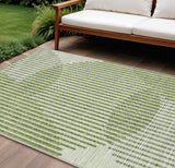 8' X 10' Green And Ivory Geometric Washable Indoor Outdoor Area Rug