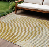 8' X 10' Gold And Beige Geometric Washable Indoor Outdoor Area Rug
