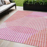 5' X 8' Pink Copper And Ivory Geometric Washable Indoor Outdoor Area Rug
