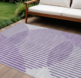 8' X 10' Purple Gray And Ivory Geometric Washable Indoor Outdoor Area Rug
