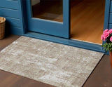 3' X 5' Taupe And Ivory Abstract Washable Indoor Outdoor Area Rug