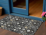 3' X 5' Black Ivory And Gray Oriental Washable Indoor Outdoor Area Rug